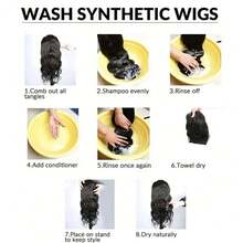 黑色合成假发帽，带长卷发接发；针织帽；秋冬季保暖滑雪帽 - 彩色 - 查看 7