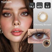 FRESH LADY 1 Pair Freshlady Contact Lens 14.20mm Colored Contact Lenses 2pcs Yearly Disposable, 40%Water, Brown/Grey, Suitable For Eye Makeup And Beauty Enhancement, Christmas - 0 - View 3