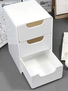 3-Tier Desktop Storage Box With Drawers - Ideal For Storing Bathroom Supplies, Office Supplies, Daily Jewelry And Cosmetics - Portable Compartment Box (12.5cm * 8cm * 9cm) - Multicolor - View 6