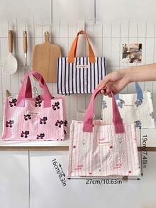 1个可爱卡通印花午餐包，适合上班族、学生，时尚便携，大容量多功能设计 - 彩色 - 查看 11