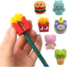 6 Sacapuntas Kawaii Cute Figuras Surtidas Saca Puntas Escolar Oficina Utiles Escolares Figura Hamburguesa Helado Animales Tierno de Goma Sacar Punta Lapices Colores Lapiz Maquillaje,36923012 - Multicolor - Ver 1