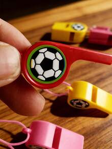 24个/每包12个足球哨，随机颜色充气龙啦啦队道具和裁判哨，足球图案派对哨，足球主题运动派对套装，足球裁判哨，适用于派对或足球比赛、生日派对、婚礼和啦啦队表演，可用作礼物、派对礼品、派对用品（绳子颜色不限于图片所示） - 彩色 - 查看 6