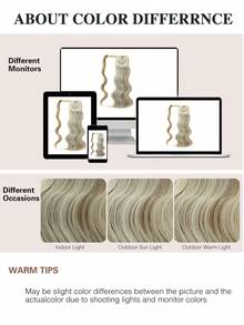 nimoki 18英寸耐热波浪形合成纤维马尾接发，带钩环，适合日常佩戴，环绕式马尾假发（钢琴色） - 間色 - 查看 9