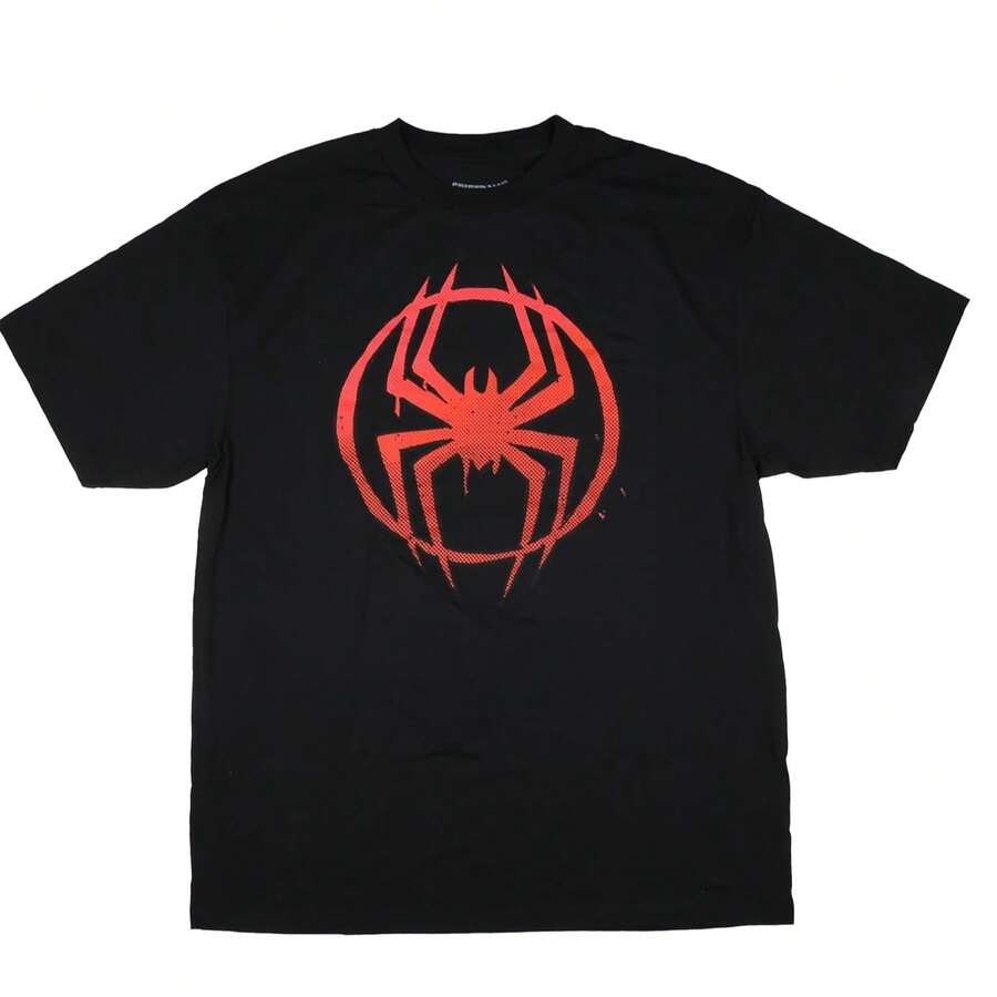 Shirt Mens Miles Morales Spider-Verse Logo Adult Graphic T-Shirt For Men And Women - 黑色 - 查看 1