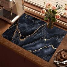 1pc Dark Marble Print Absorbent Mat/Drying Mat For Coffee Maker, Dishes - Polyester Absorbent Desktop Protective Mat With Rubber Anti-Slip Pad, For Kitchen Counter Decor, Home Bar And Dining Table - Multicolor - View 8