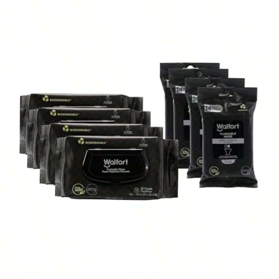 Walfort Combo Papel Higiénico Húmedo. Caja con 4 paquetes de 14 pzs c u y 4 paquetes de 50 pzs c u - como en la foto - Ver 1