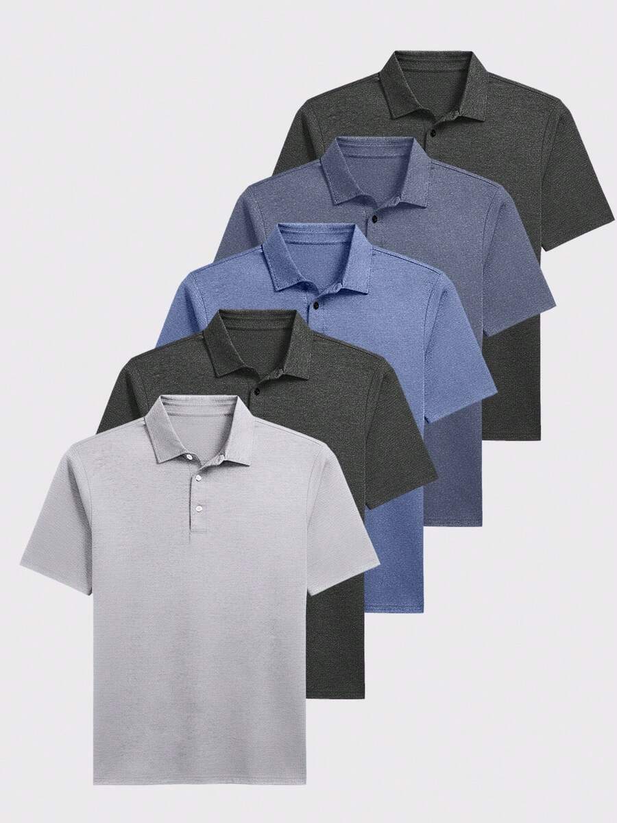 HOPLYNN 5-Pack Men's Sports Polo Shirts (Short Sleeve), Moisture-Wicking, Tennis, Golf, Business Sport Style - 彩色 - 查看 1
