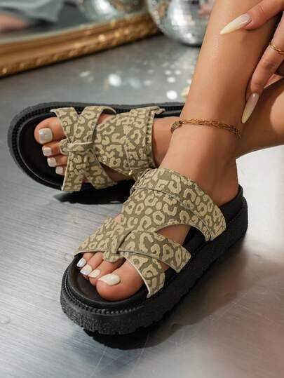 New Fashion Metal Buckle Decor Slip-On Wedge Heel Sandals, Comfortable Non-Slip, Versatile & Easy To Clean, Suitable For Beach & Daily Wear