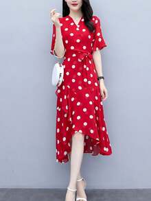 Women Long Dresses - Red - View 3
