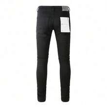 PUEPLEPurplePUR Jeans Pantalones Jeans rasgados American High Street Pantalones de denim rasgados negros para hombres con estilo Distressed Skinny Jeans Vestir casual Ropa De Hombre Ropa de hombre Pantalones De Hombre - Negro - Ver 2