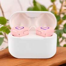 Vbestlife Auriculares Inalámbricos en Forma de Corazón Auriculares con Sonido Estéreo HiFi Bluetooth 5.3 con Estuche de Carga para Deportes Viajes Purple - Rosa - Ver 3