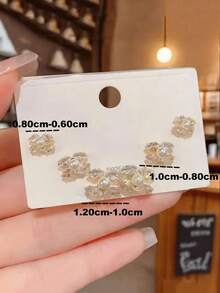 1 Set 925 Sterling Silver Needle Medical Grade Pearl C0C Stud Earrings, Micro-Inlaid Cubic Zirconia, Elegant & Luxurious Ladies Jewelry, Suitable For Daily Wear, Valentine's Day, Anniversary, Back To School Party, Gift - Multicolor - View 7