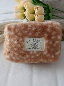 1件装毛绒化妆包，可爱毛绒设计，化妆包收纳袋，旅行化妆包，洗漱用品旅行包，化妆品收纳盒，多功能旅行化妆包钱包铅笔盒套装，女孩节日必备 - 彩色 - 查看 15