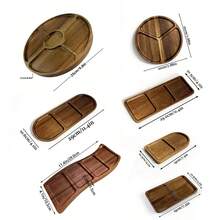 1个木质托盘，餐盘，奶酪板，2/3/4/5格食物托盘，圆形烧烤盘，可盛放肉类、奶酪、坚果和水果，多功能水果托盘，创意开胃小吃托盘，家用甜点盘，可重复使用水果托盘，厨房装饰，厨房用品，婚礼糖果收纳托盘 - 黃色 - 查看 5