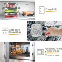 Juego de 8 Herméticos VidrioContenedores para Alimentos Vidrio Almacenamiento de Alimentos Portátil A Prueba de Derrames Libre de BPA Apto para Microondas Horno Congelador y Lavavajillas 16 PZ - JUEGO8RECIPIENTES - Ver 2