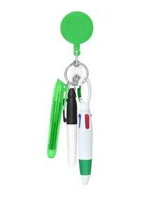 4 piezas Juego de bolígrafos de enfermera, incluye: 1 bolígrafo resaltador, 1 bolígrafo marcador, 1 bolígrafo retráctil, 1 portanombres con clip retráctil, adecuado para la temporada de regreso a clases - Multicolor - Ver 3
