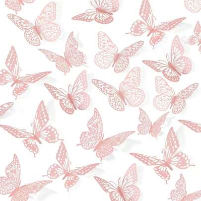 48pcs 3D Butterfly Wall Stickers, 4 Styles 3 Sizes, Butterfly Birthday Decor, Butterfly Party Decor, Cake Decor, Nursery Decor, Removable Stickers (Pink), Great Gift For Christmas, Valentine's Day