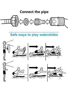 PVC充气水滑梯，水上冲浪板，户外单人/双人喷水滑梯 - 彩色 - 查看 9