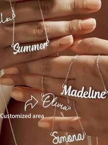 1pc Elegant Customized Gold Stainless Steel Name Necklace - 5 Font Styles Available, Suitable For Mother's Day, Valentine's Day, Birthday, Wedding, Graduation Ceremony And Other Occasions - Multicolor - View 4