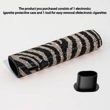 1 Set Luxury Rhinestone Zebra Pattern Protective Case For IQOS ILUMA I ONE & ILUMA ONE, 360° Full Coverage Diamond Zebra Design By Designer Hannah With 6,770 Rhinestones, Includes 1 Replacement Protective Shell Tool - Multicolor - View 12