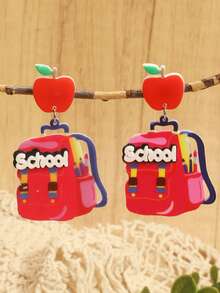1 Pair Acrylic Backpack Charm Earrings, Cute Earring Accessories For Teachers' Day And Back To School Season - Multicolor 2 - View 1