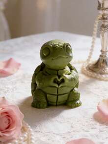 1个可爱斗牛犬和青蛙蜡烛硅胶模具 - 可重复使用/易于脱模，适用于蜡烛/树脂制品，生日/情人节/儿童节礼物