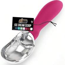 GORILLA GRIP Large Comfortable Handle Heavy Duty Ice Cream Scoop Professional Grade Scooper Get Perfect Shape Scoops Great for Spooning Frozen Gelato and Sorbet Cookie Dough Melon Hot Pink - Rosa fuerte - Ver 1