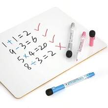 Tablero de Borrado en Seco de Doble Cara con 3 Bolígrafos Base de Agua Pizarra Blanca Magnética de 2 Caras Pizarrón Blanco para Plumon Pizarrón Blanco Pequeño Blanca Rayada de Borrado en Seco - Blanco - Ver 6