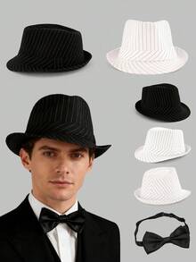 1顶波西米亚复古纯色涤纶爵士帽，英伦风格软呢帽，日常百搭，男女皆宜