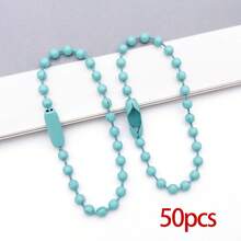 50 hạt cườm nhiều màu sắc, dây xích kim loại, móc khóa có đầu nối, dùng để làm đồ thủ công, trang sức, đồ trang trí Giáng sinh, dài 3,9 inch / 10 cm. - xích - Xem 18