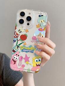 SPONGEBOB 1 pieza Funda de teléfono con cojín perforado y amortiguación, con diseño de personajes de dibujos animados de moda como Estrella, Bob Esponja, Calamardo, Sr. Cangrejo, adecuada para Samsung/Apple 17/16/15/14/13/12/11 Pro Max/12 Pro/14 Plus y otros modelos - Multicolor - Ver 8