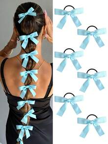 Set de 6 piezas de lazos, accesorios para el cabello y diademas de estilo minimalista y elegante, nuevos lazos coreanos para coleta, ornamentos sofisticados de bola, adornos para el cabello de estilo princesa casual para mujeres y niñas, regalos y accesorios para fotografía, sujetadores de coleta, bandas elásticas para el cabello, scrunchies, cuerda para el cabello, gomas para el cabello, accesorios para la cabeza - Blanco - Ver 18