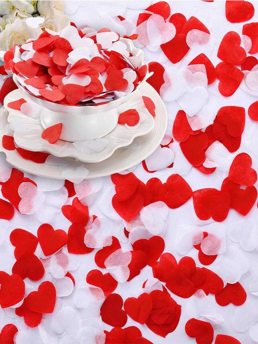1000-5000Pcs Valentine's Day Paper Confetti Red Heart Tissue Party Decor For Balloon Filling, Wedding Hand-Held Throwing Confetti