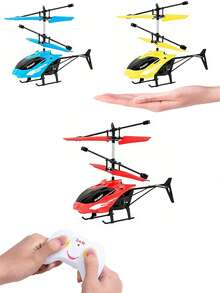 1pc Remote Control Smart Sensing Flying Toy, Crash-Resistant Material, Gesture Sensing Remote Control Flying Toy. Children's Birthday Gift Remote Control Plane Plastic Flying Toy With Gesture Sensor, Interactive Educational Toy With LED Lights For Boys And Girls, Indoor And Outdoor Play (With And Without Remote Control Version, Handmade Measurement May Have Slight Deviation, Accessory Colors Randomly Sent) - Multicolor - View 3