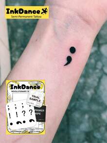 1套“分号”革命性技术纹身贴纸，半永久纹身，临时纹身，持久耐用，防水，逼真纹身效果，植物基配方，产品编号MNF082