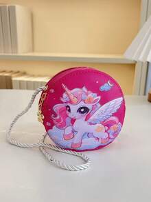 1pc Young Girl PU Leather Zipper Closure Cute Unicorn Mini Crossbody Bag, Suitable For Daily Use - Unicorn - View 5