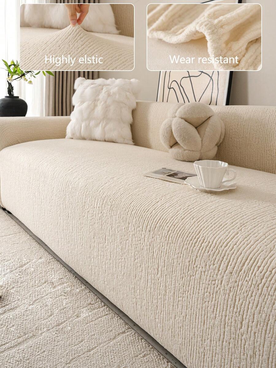 1pc All-Season Stretch Sofa Cover, Fabric Anti-Slip Full Coverage Sofa Seat Cushion, Washable Sofa Throw Blanket, Dust-Proof & Durable, Pet-Friendly, Suitable For Bedroom, Office, Living Room