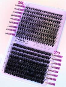 MAGEFY 740/60pcs Fish Tail False Eyelashes, DIY Eyelash Extension Faux Mink Lashes, 8-18mm 20D+30D+40D+50D - Premium D Curl Natural & Thick Individual Lashes, Suitable For DIY Eyelash Extension, Personal Makeup Tools, Natural Soft Criss-Cross Fluffy Lashes, Naturally Long - D - View 4