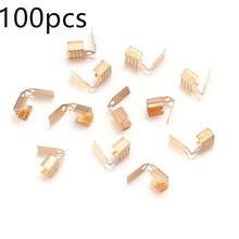 Pacote com 100 unidades de fechos tipo cabeça de cobra (clipes de língua) para cordões de couro, conectores de extremidade para pulseiras e colares, materiais para confecção de bijuterias DIY.