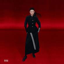 Adidas NY JKT W Hesheng Same Style Chinese New Year Floral Puff Waist Slim Fit Jacket - Black - View 2