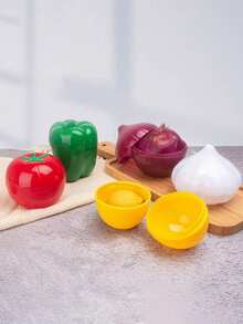 6pcs Fruit And Vegetable Storage Containers Reusable Refrigerator Box Storage Bowls Saver Food Keeper For Lemon/Onion/Garlic/Bell Pepper/Apple/Tomato, Refrigerator Vegetable Crisper - Multicolor - View 9
