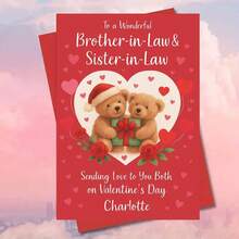 1张可爱泰迪熊情人节贺卡，附赠礼物和玫瑰花，送给姐夫/妹夫/小叔子/小婶 ...