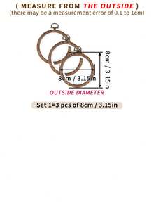 Bộ 3 khung thêu chữ thập tròn kiểu cổ điển, làm thủ công, chất liệu ABS và PVC cao cấp, thiết kế vân gỗ giả và móc treo kim loại, có 7 kích cỡ, cũng có thể dùng làm khung ảnh hoặc vật trang trí. - màu nâu - Xem 16