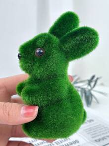 Easter Rabbit Green Foam Flocked Realistic 3D Moss Rabbit Craft Ornament, Garden Decor - Multicolor - View 5