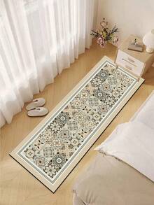 1pc Simple Style Silicone Kitchen Mat With Light-Colored Block Print Design, Soft Luxury Anti-Fatigue Kitchen Carpet With Cushioning, Water-Absorbent, Quick-Drying And Non-Slip Properties, Suitable For Kitchen, Bathroom, Entryway, Laundry Room, Etc. ,Room Decor - Multicolor - View 6