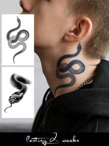 STARTTOOS 6pcs/2pcs Semi Permanent Men's Tattoo Stickers, Temporary Fake Tattoo Stickers With Dark Gothic Style Snake And Spider Patterns, Suitable For DIY Carnival, Valentine's Day, Party Gifts, Body Decoration For 1-2 Weeks, Non Fading, Non Reflective, Waterproof And Realistic Tattoo Stickers For Wrists, Ankles, Shoulders, Necks, Collarbones - Halloween - View 4