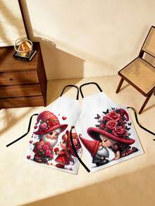 3D Printed Apron, Valentine's Day Pattern Apron, High Quality, High Resolution, Durable, Decorative Apron, Printed Fabric Decor Prop, Waterproof, Unisex Apron, Baking Accessory, Girls' Apron, Women's Valentine's Day Apron, Household Kitchen Supplies, Valentine's Day Gift, Women's Kitchen Apron - Multicolor - View 10