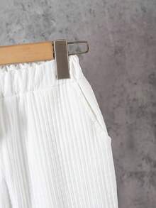 Boys' Shirt Set, Summer Double-Layer Plaid Short Sleeve Pocket Pants, Casual Collared Shirt Set, Suitable For 8-12 Years Old Casual Occasions - 白色 - 查看 6