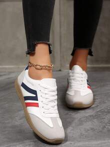 Student Fashion Lace-Up Low-Top Sneakers, Casual Campus Shoes For Teenage Girls