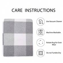 IOHOUZE Buffalo Plaid Checkered Rug 27.5inch X 43inch Front Door Mats, Washable Area Rugs For Front Porch Decor, Spring Summer Welcome Mats Outdoor, Gray White Rug For Farmhouse/Entryway/Home Entrance,One-Size,GreyandWhite24inchx38inchRectangular - 灰白色 24 英吋 x 38 英吋長方形 - 查看 6